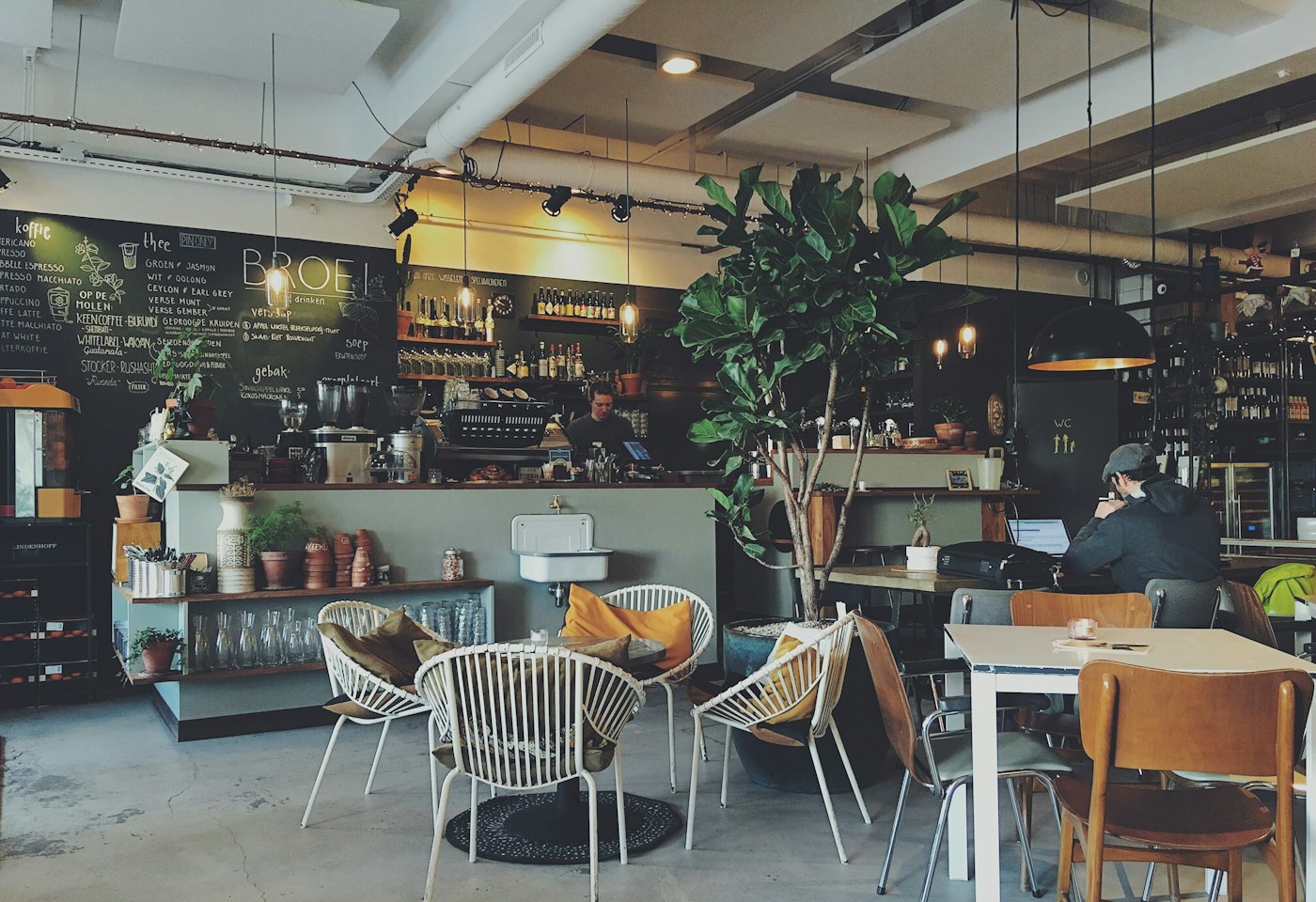 Café interior with natural light